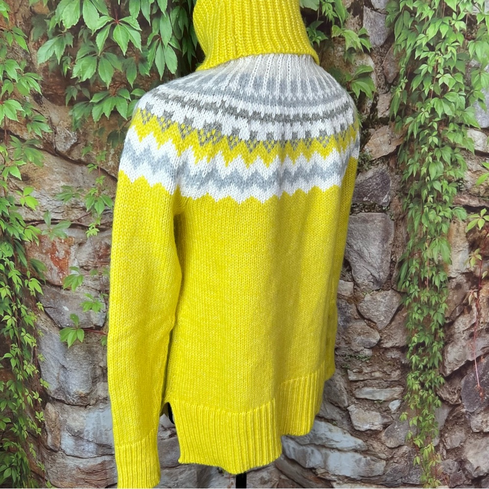 LOFT Cozy Cabincore Yellow Fair Isle Turtleneck Sweater, XS - Picture 6 of 10